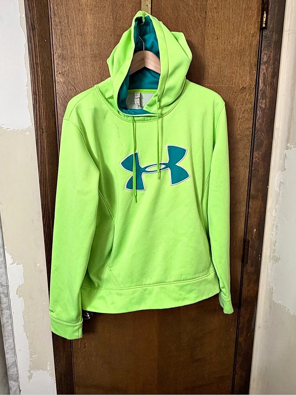 Under Armour Logo Hoodie Green & Blue Large